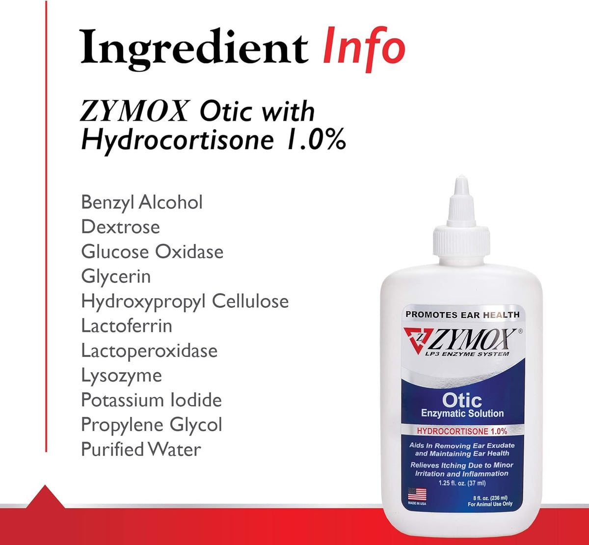 1% Hydrocortisone Enzymatic Ear Solution for Dogs and Cats, 8oz G918263