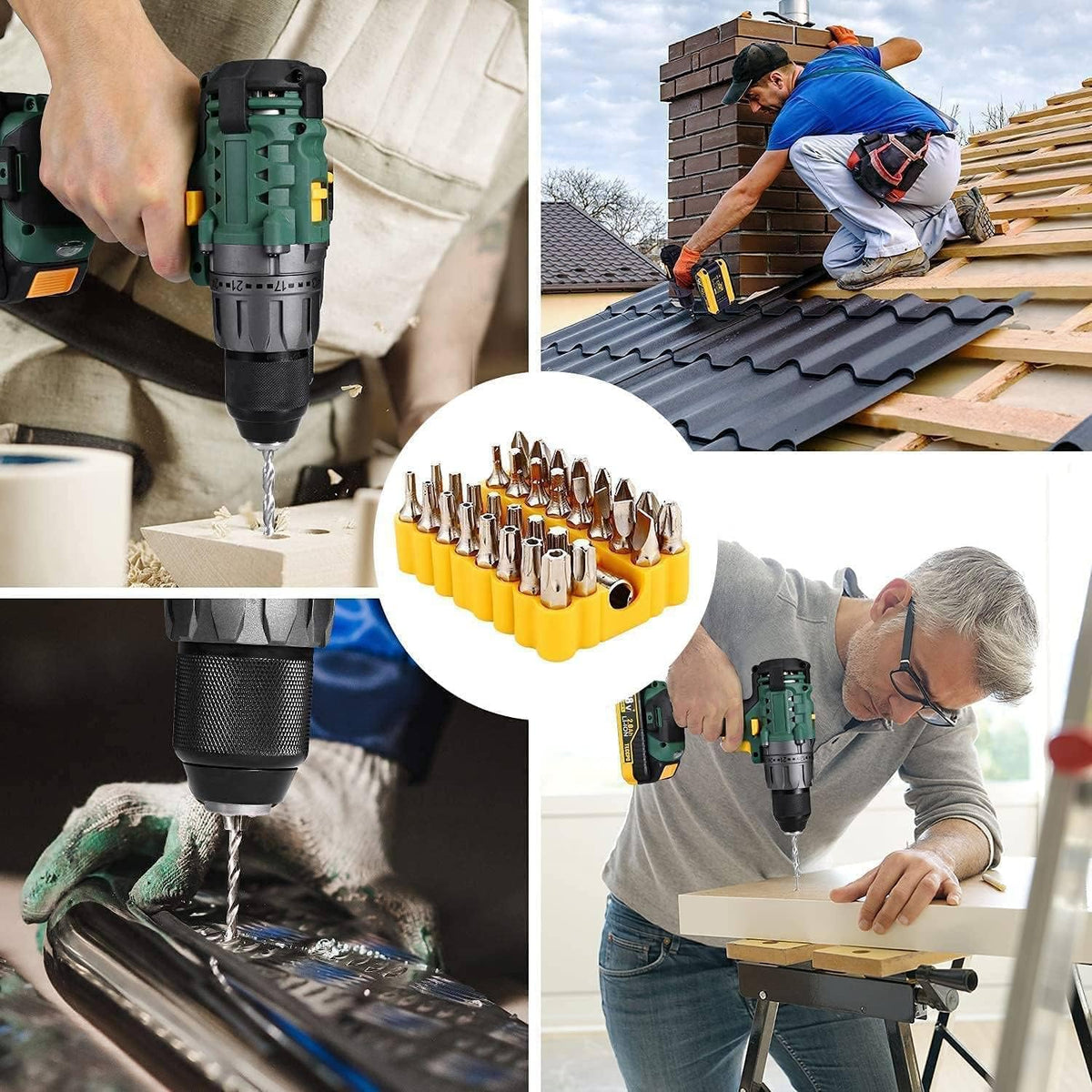 Cordless Power Drill with Battery and Charger, 2000mAh, 530 In-lbs, 24+1 Torque Setting, 33pcs Accessories Q252652