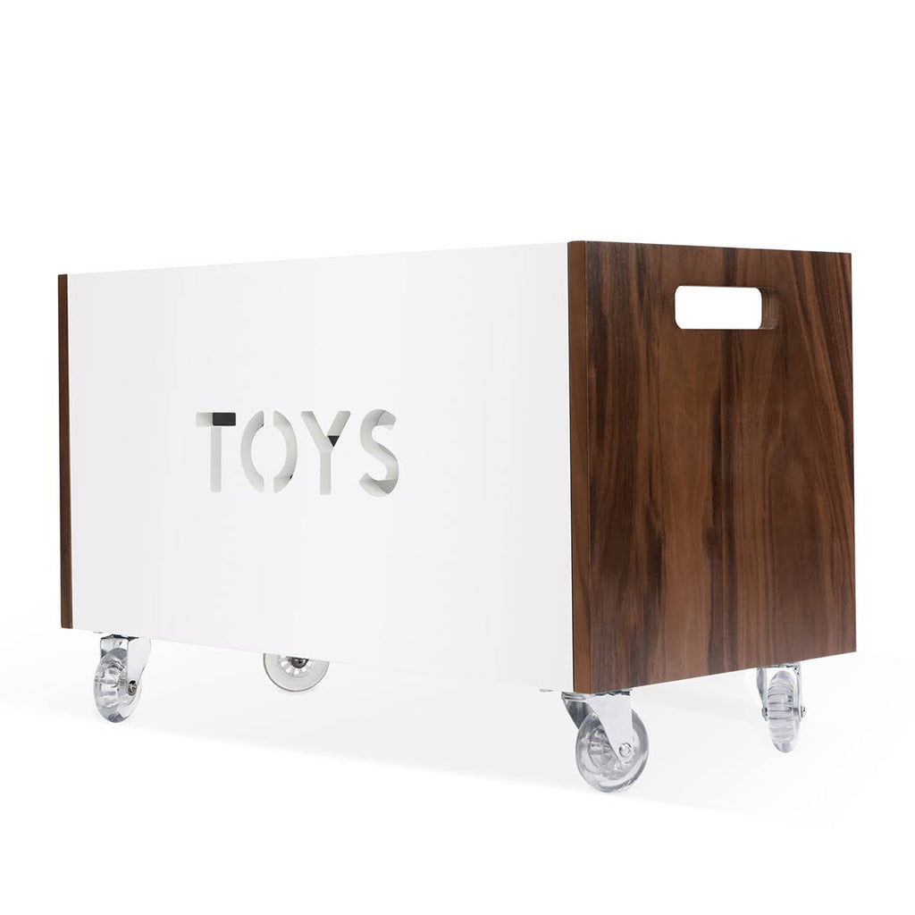 Walnut / Red Toy Box Chest on Casters K555260