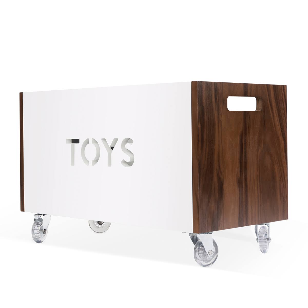 Walnut / Red Toy Box Chest on Casters K555260