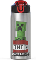 27oz Minecraft Stainless Steel Water Bottle with Flip-up Straw Spout and Locking Spout Cover L960740