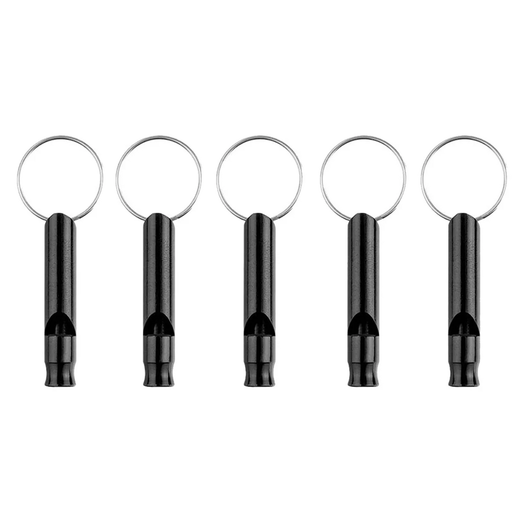 Black Aluminum Whistle 100 Pack with Keychain H836