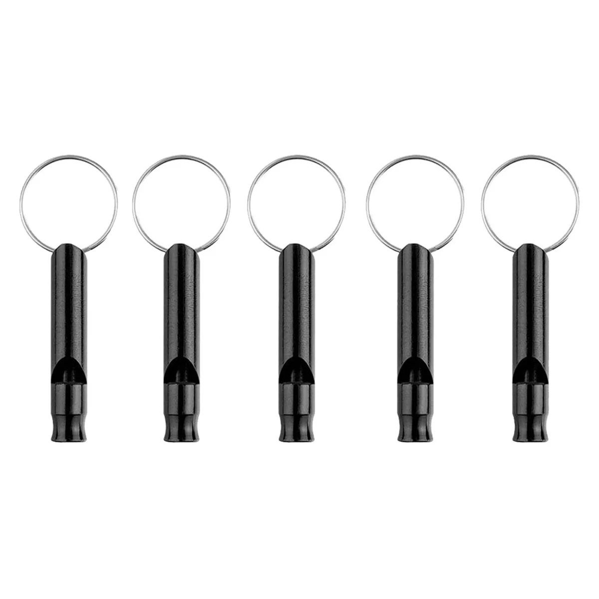 Black Aluminum Whistle 100 Pack with Keychain H836