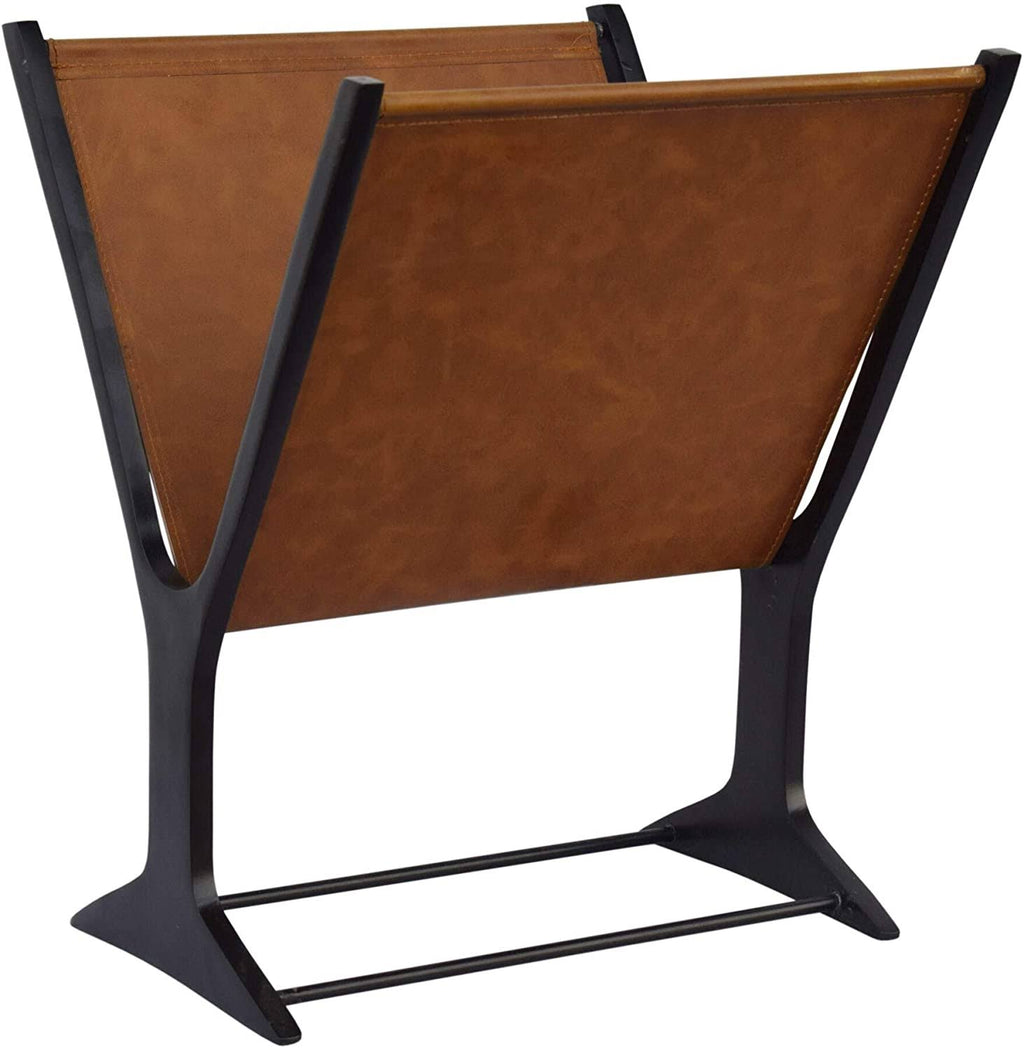 Brown Black Aluminum Leather Magazine Holder G503