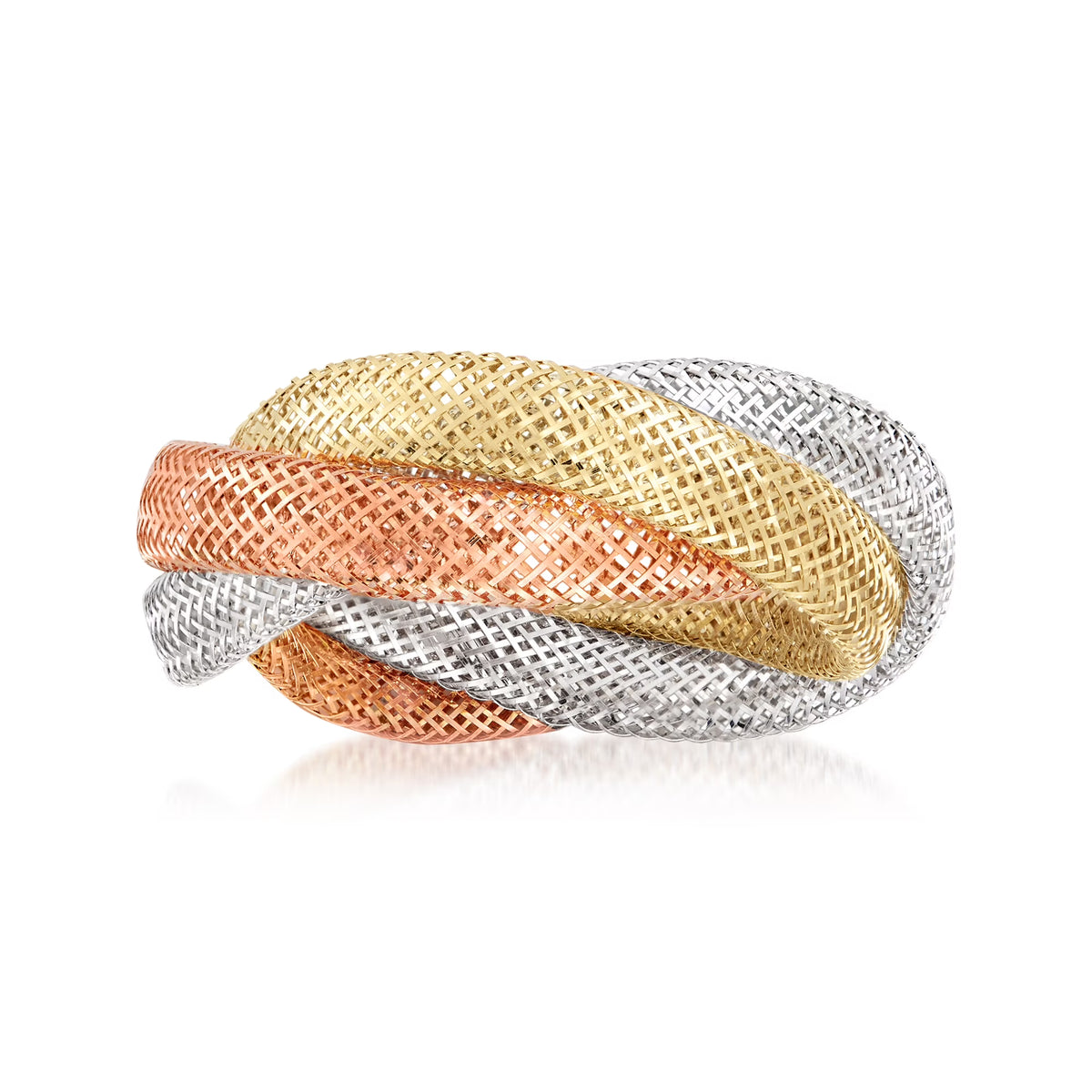 14kt Tri-Colored Gold Mesh Ring Z59685