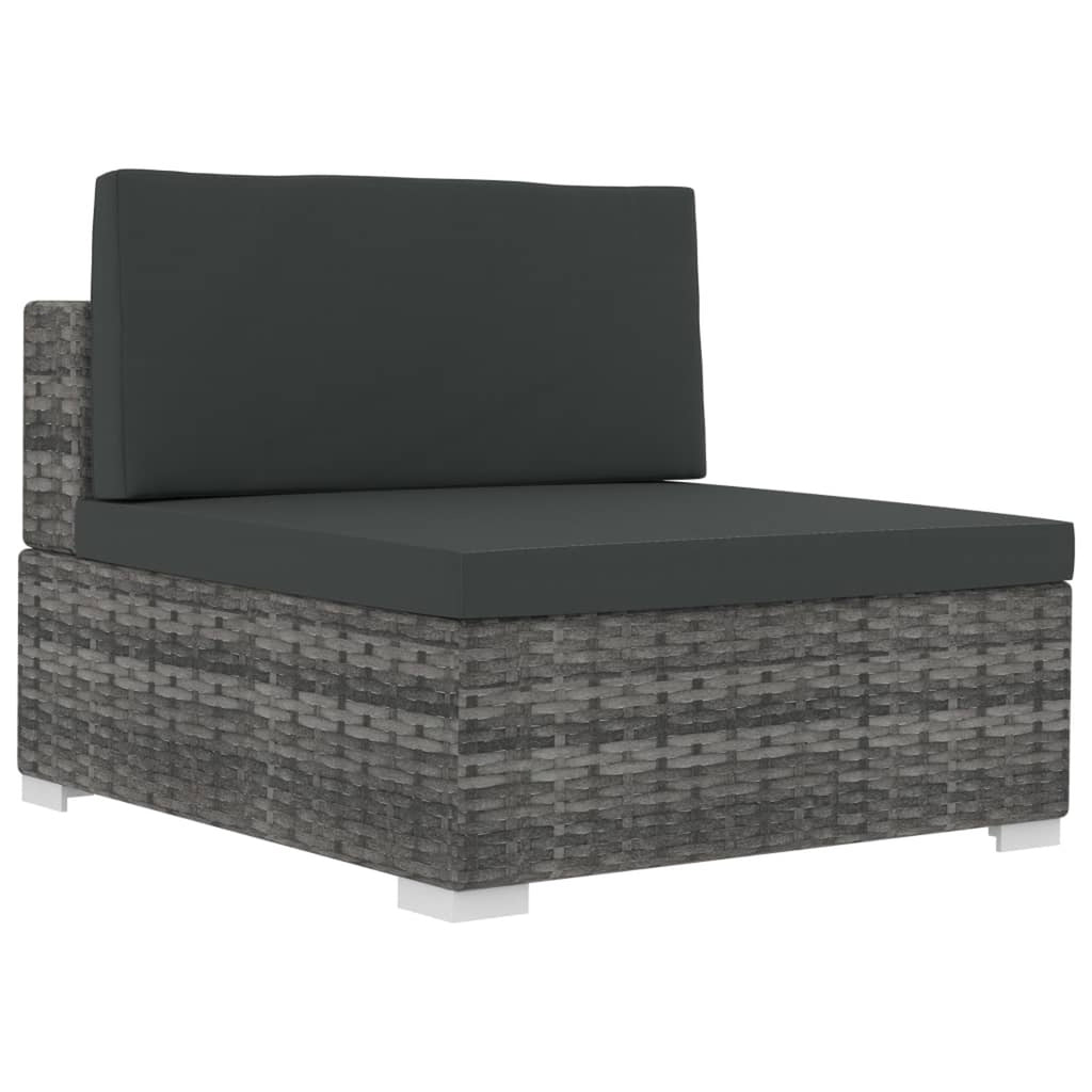 4 Piece Patio Sofa Set with Cushions Gray Poly Rattan R666