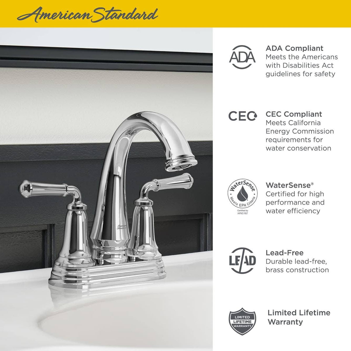 Polished Nickel Centerset Bathroom Faucet with Pop-Up Drain R60556
