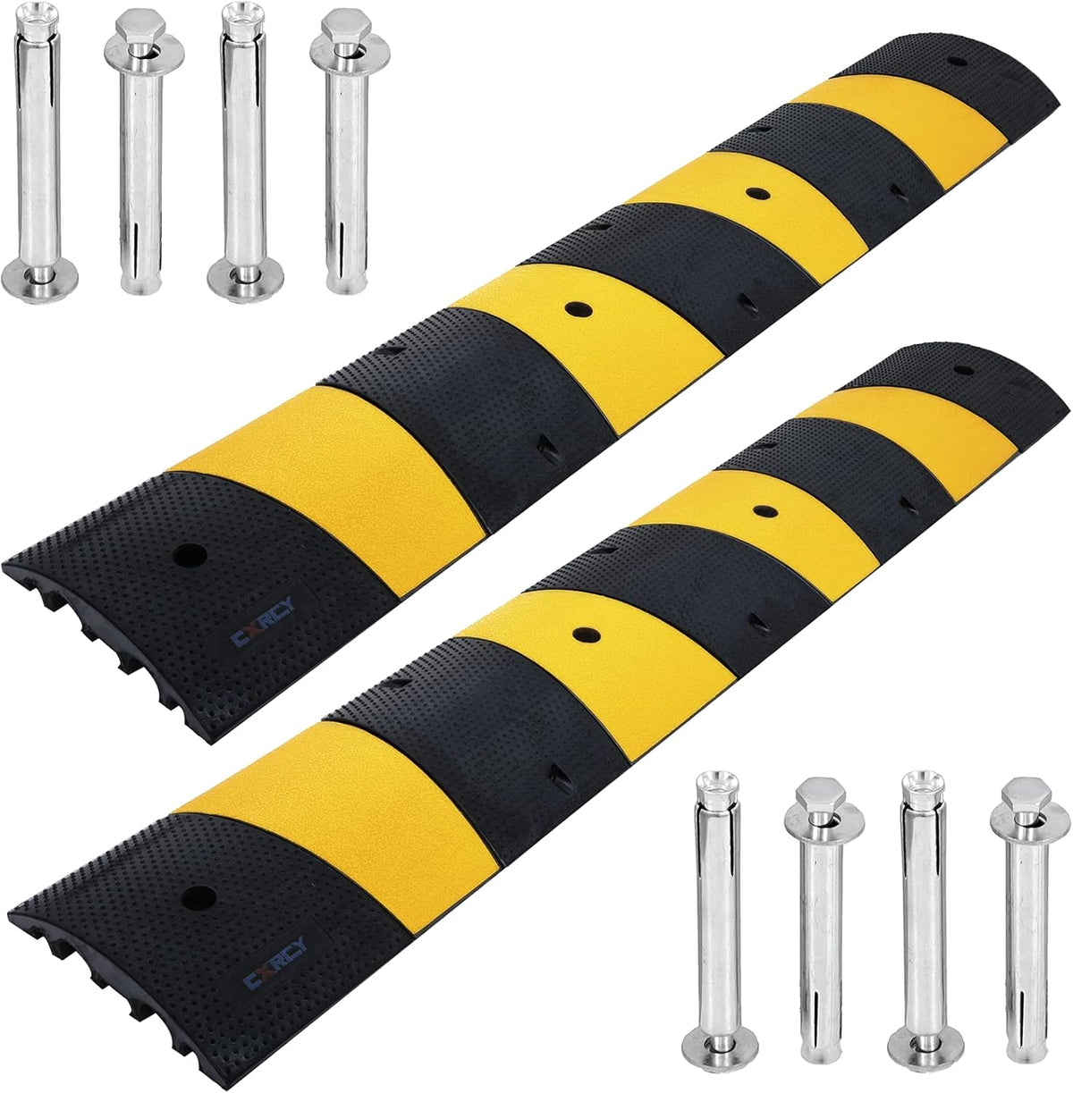 6FT Rubber Speed Bumps 2 Pack Heavy Duty Cable Protector Ramp with 8 Bolts P897