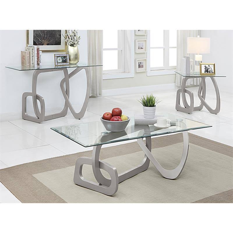 Contemporary Glass Top Coffee Table in Champagne H5141