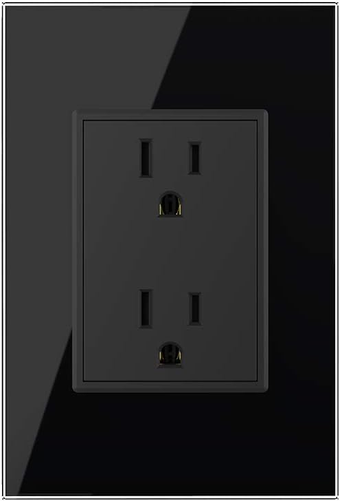 White US Standard Vertical Duplex Receptacle Electrical Outlets (4 Pack) with Tempered Glass Panel (15A) C77798