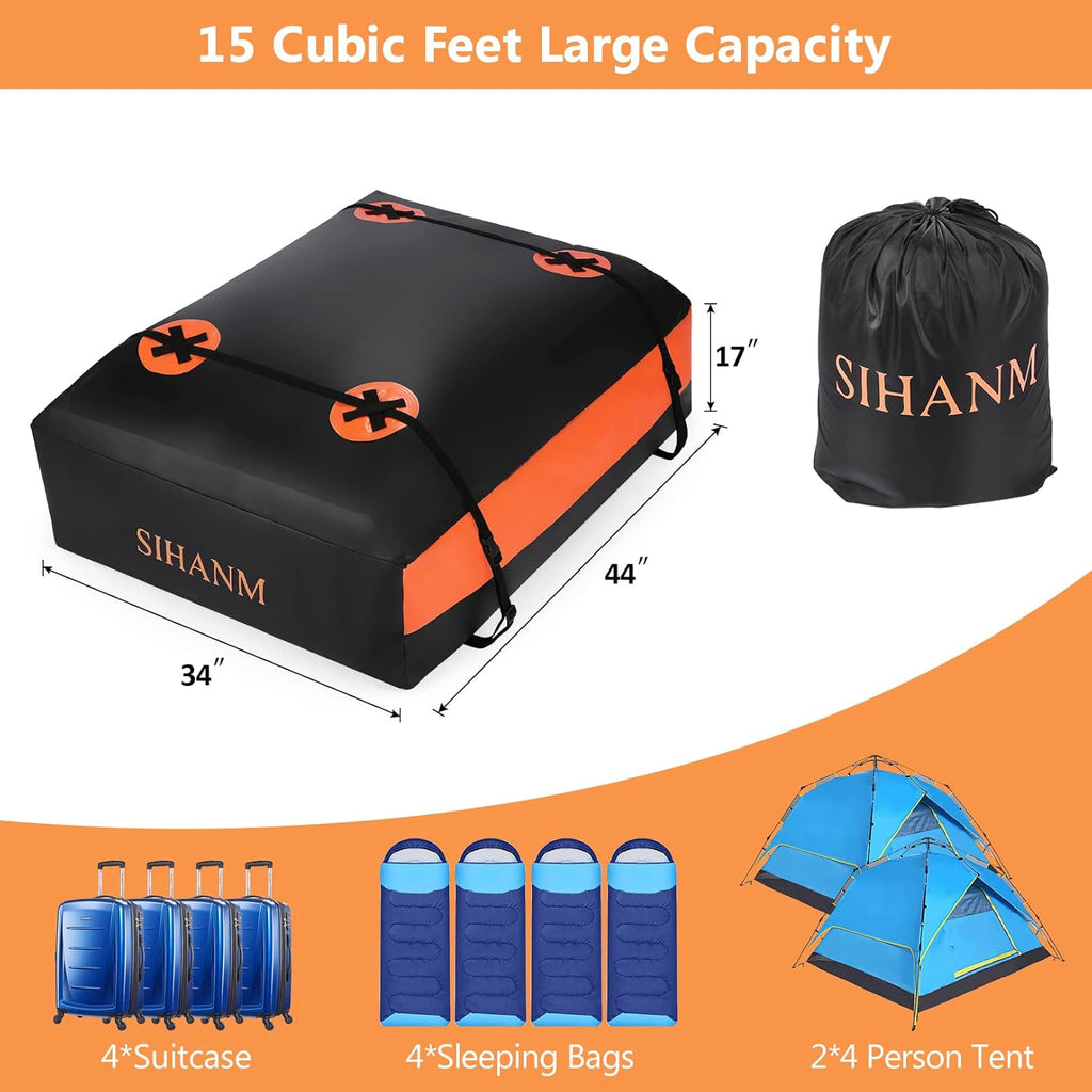Heavy Duty Waterproof Roof Cargo Carrier with Anti-Slip Mat, 15Cu.ft. A539853