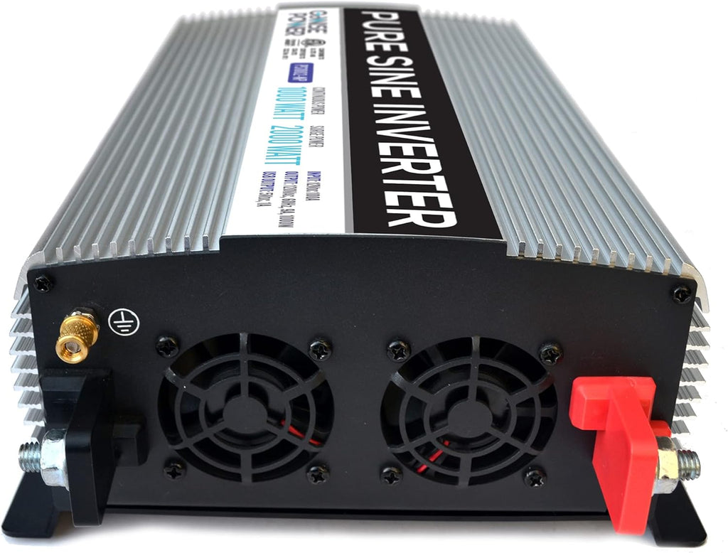 1000W Pure Sine Wave Inverter 12V DC to 120V AC with 2 AC Outlets and USB Port F63413