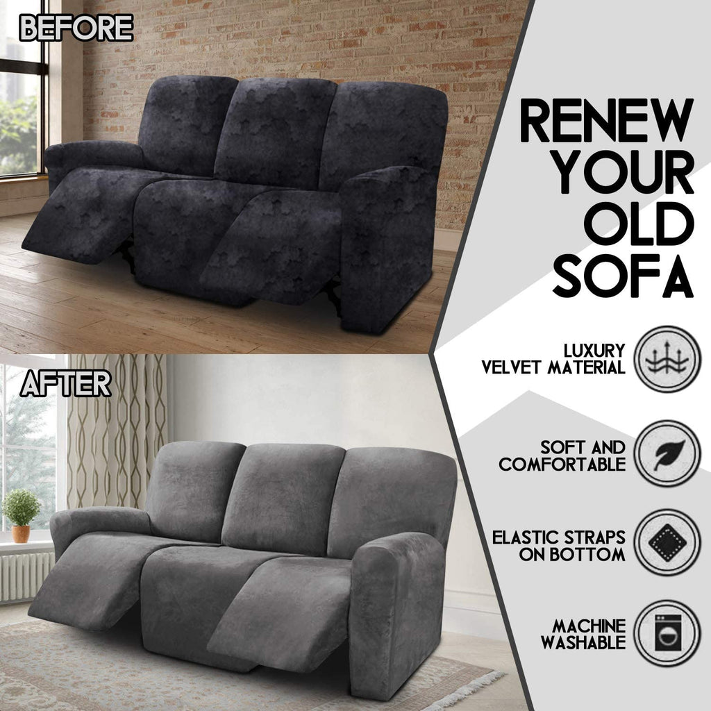 Velvet Sofa Cover 3-Seater Set of 8 A1050