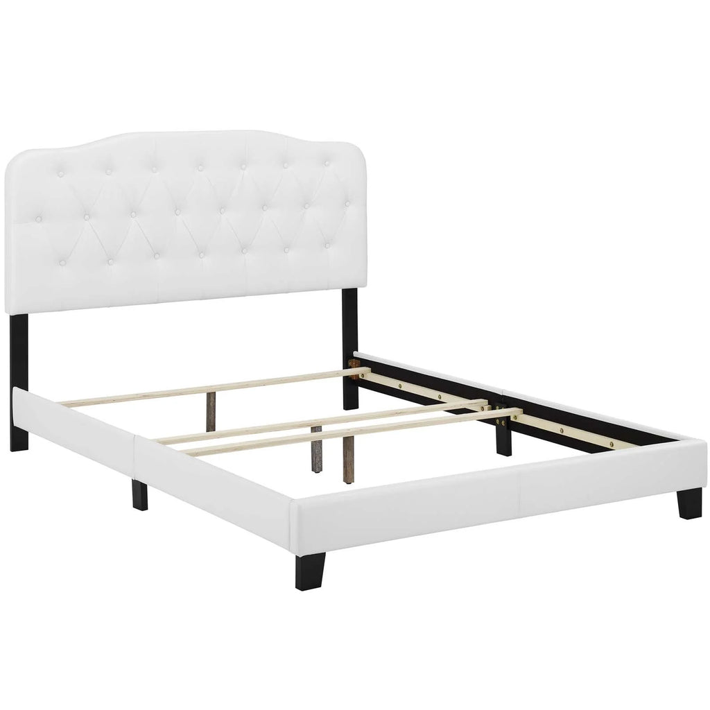 White Full Size Faux Leather Bed Frame X85349