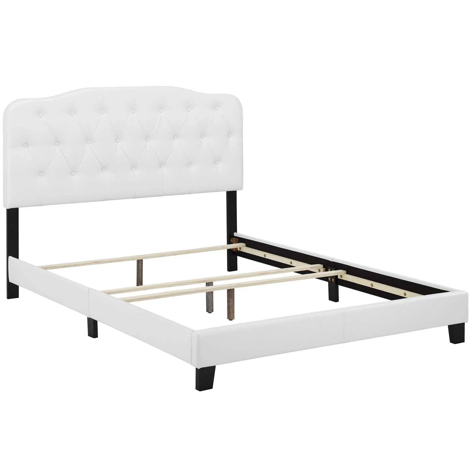 White Full Size Faux Leather Bed Frame X85349