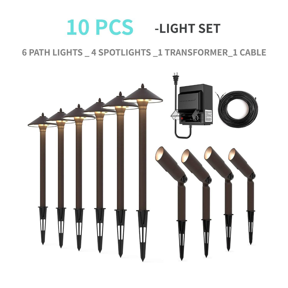 Waterproof Low Voltage Landscape Lighting Set with Spike Stand L6384