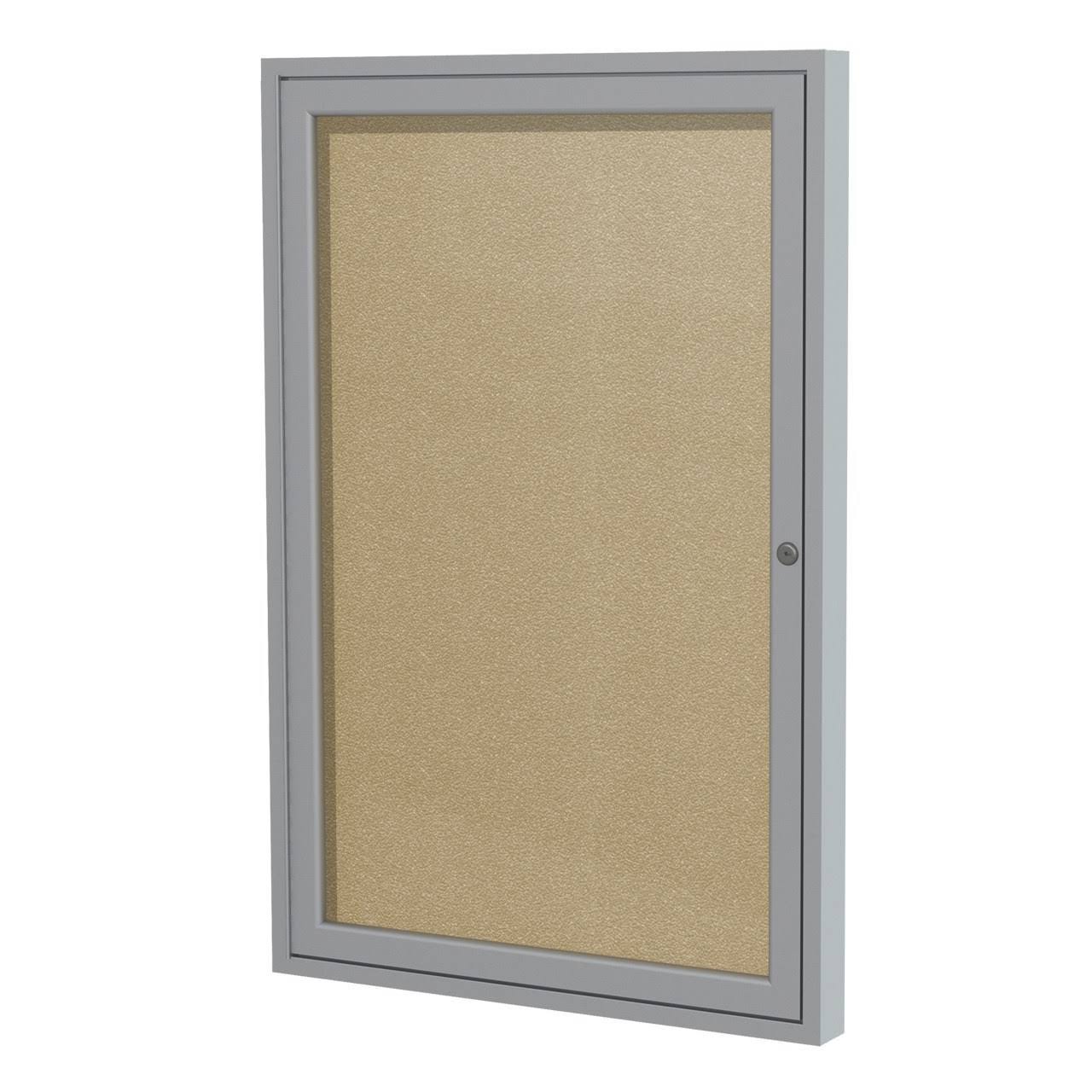 1 Door Enclosed Vinyl Bulletin Board Satin Frame 36x22H x 30x22W Caramel N467