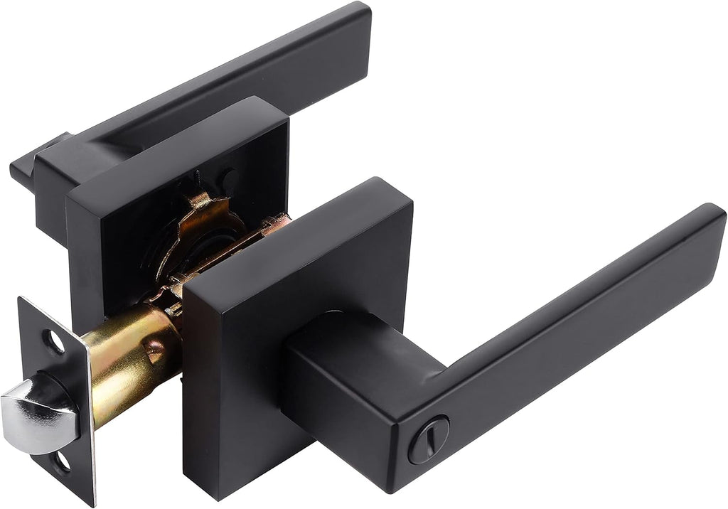 Matte Black 4 Pack Privacy Lever Lock Set for Interior Door Y413975