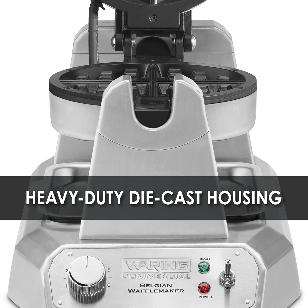 Heavy Duty Single Belgian Waffle Maker, Non Stick Cooking Plates, 1200W, Silver Z9505