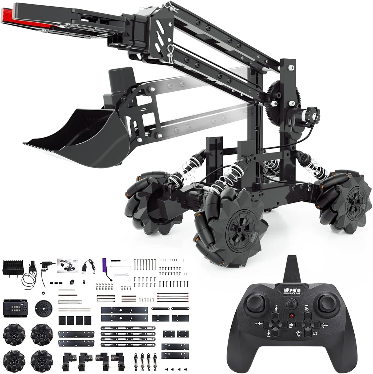 Robot Arm Kit and Remote Control Excavator, 3-in 1 Science Kits with 4-DOF Robotic Car, DIY Toy, Pack of 2 X95465