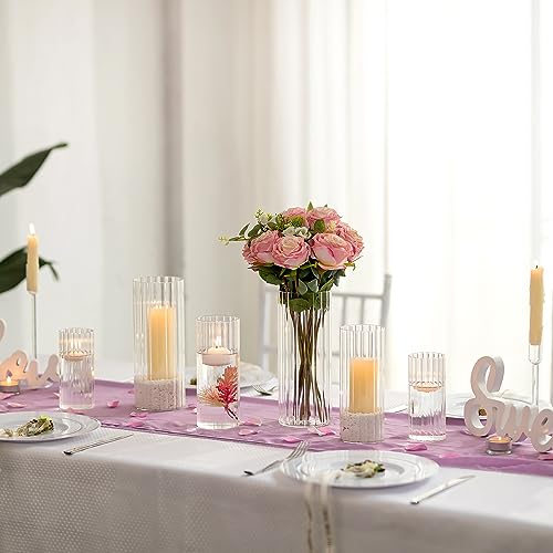 Set of 6 Cylinder Glass Candle Holders Q102638