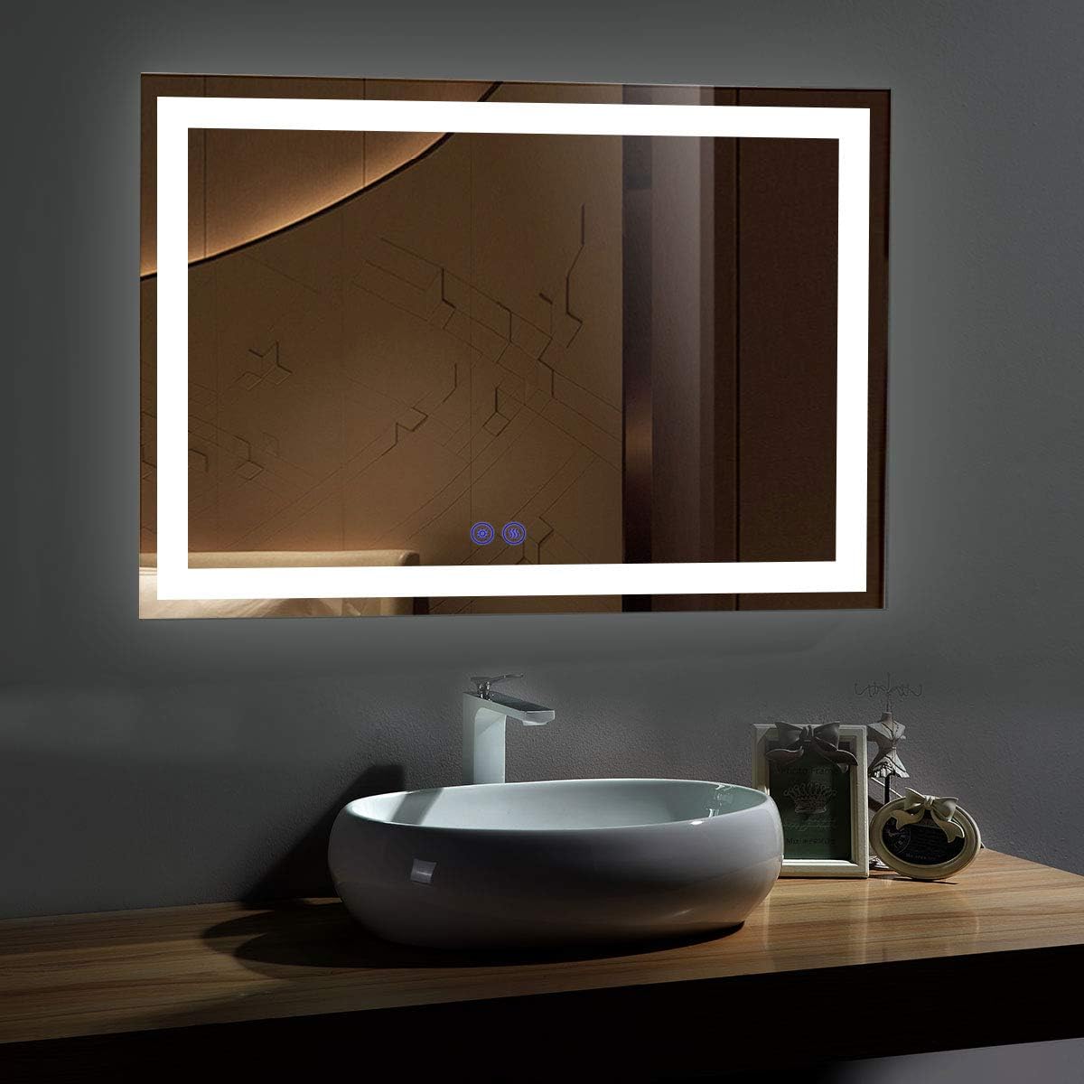 LED Bathroom Mirror with Dimmable Lights, Anti-Fog Wall Mounted Vanity Mirror P8622