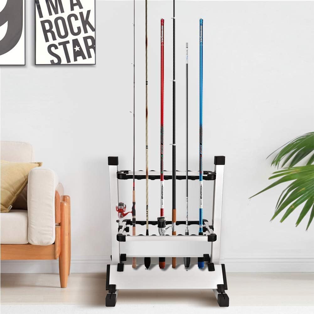12 Fishing Pole Storage Rack Aluminum Alloy Vertical Stand P3670