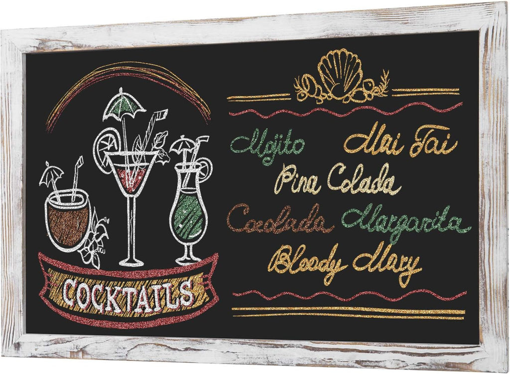 Shabby Whitewashed Wood Framed Chalkboard Sign Pack of 2 G813