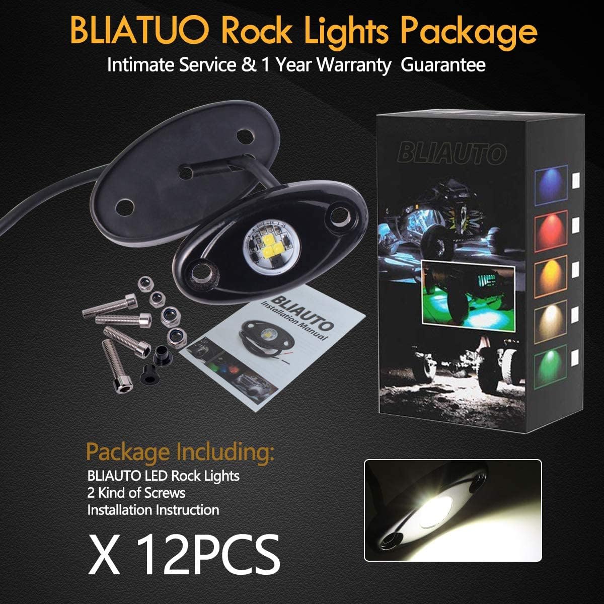 White 12PCS LED Rock Lights H301063