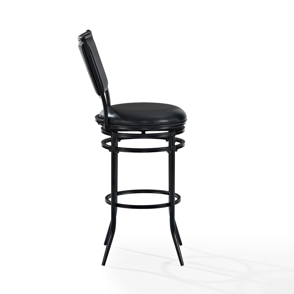 Black Faux Leather Swivel Bar Stool I483