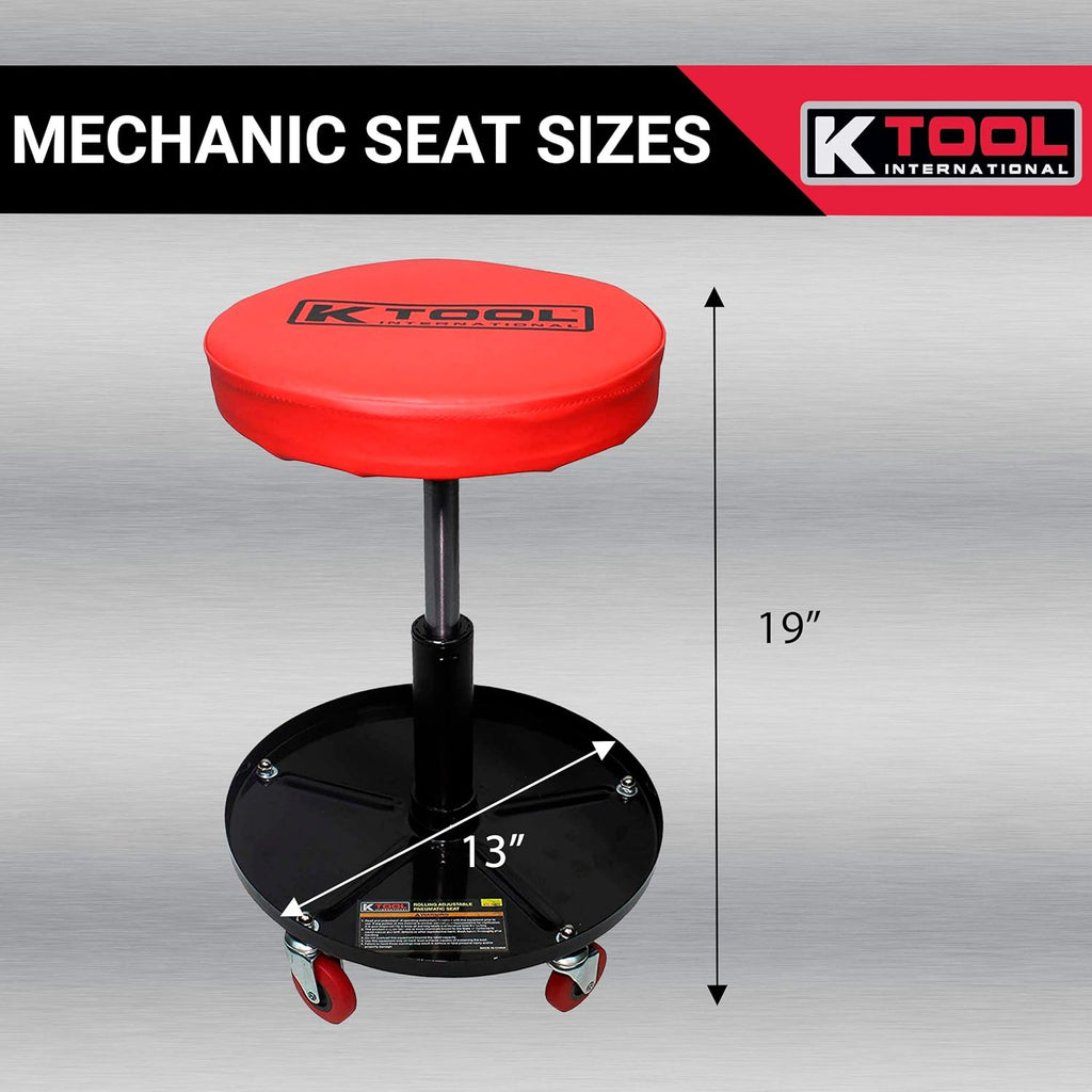 Adjustable Rolling Mechanic Seat with Pneumatic Lift, Padded Seat, Pack of 2 B849742
