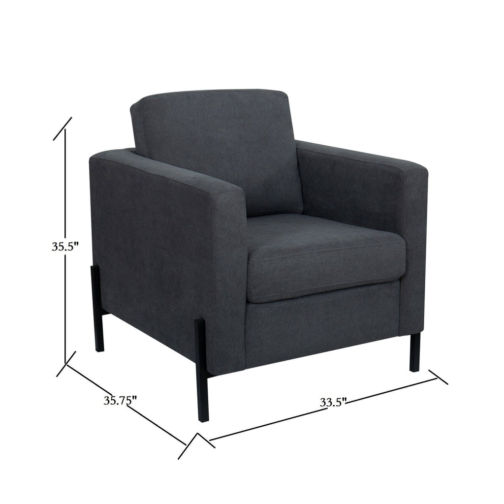 Creamy White Armchair with Black Metal Leg I620907