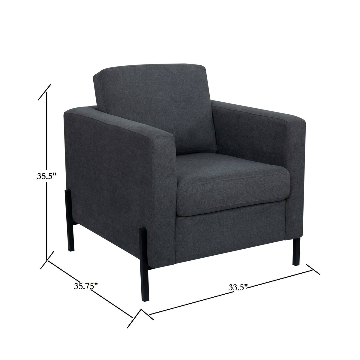 Creamy White Armchair with Black Metal Leg I620907