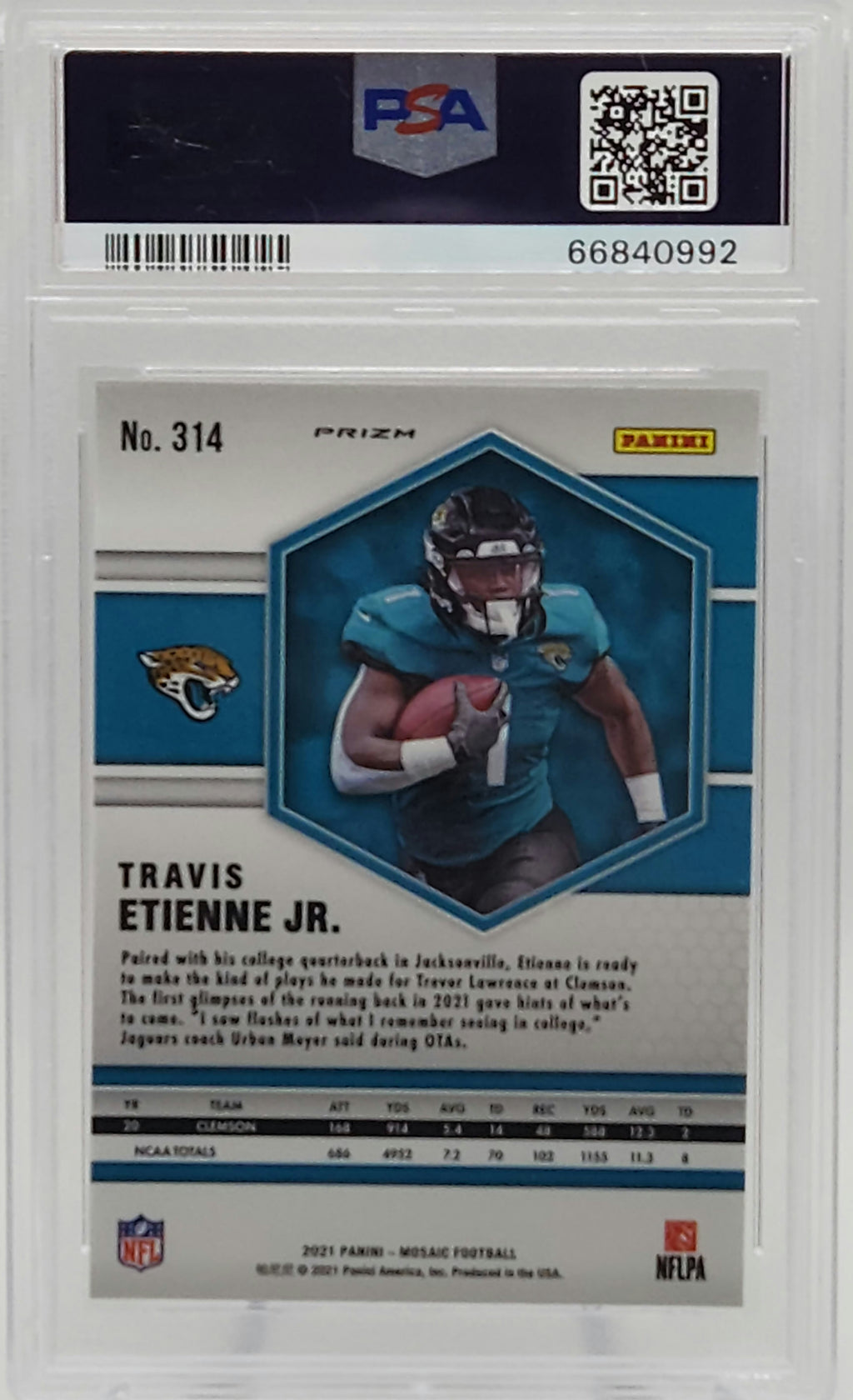 Travis Etienne Jaguars 2021 Mosaic Camo Pink Prizm Rookie Card PSA 10 Gem Mint V254470
