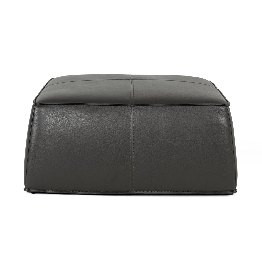 Dark Grey Leather Square Ottoman M1049