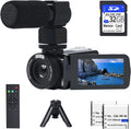 1080P 30MP Vlogging Camera Camcorder with External Microphone, Mini Tripod, 2 Batteries and 32GB SD Card A50036
