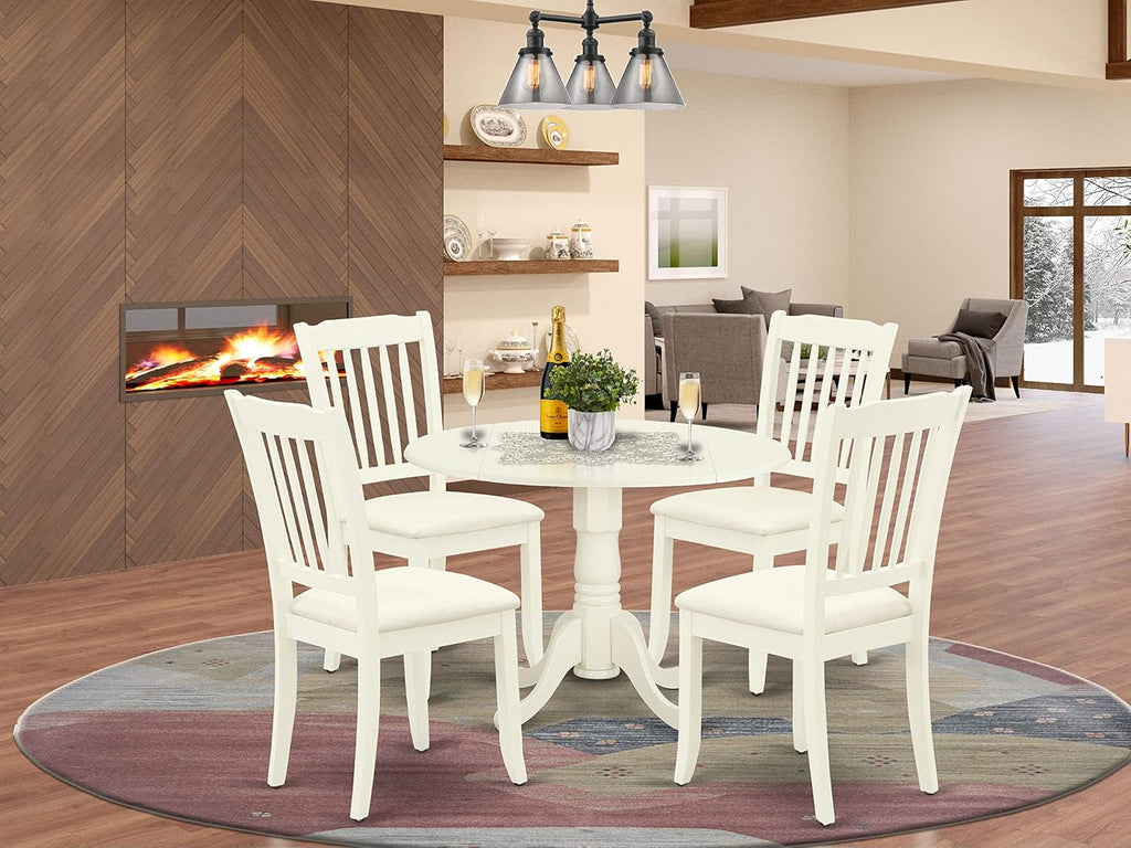 Black 5Pc Dining Set with Drop Leaf Table and Microfiber Chairs J8562