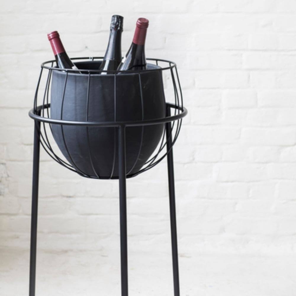 Black Plant Stand Cage with Pot K2809