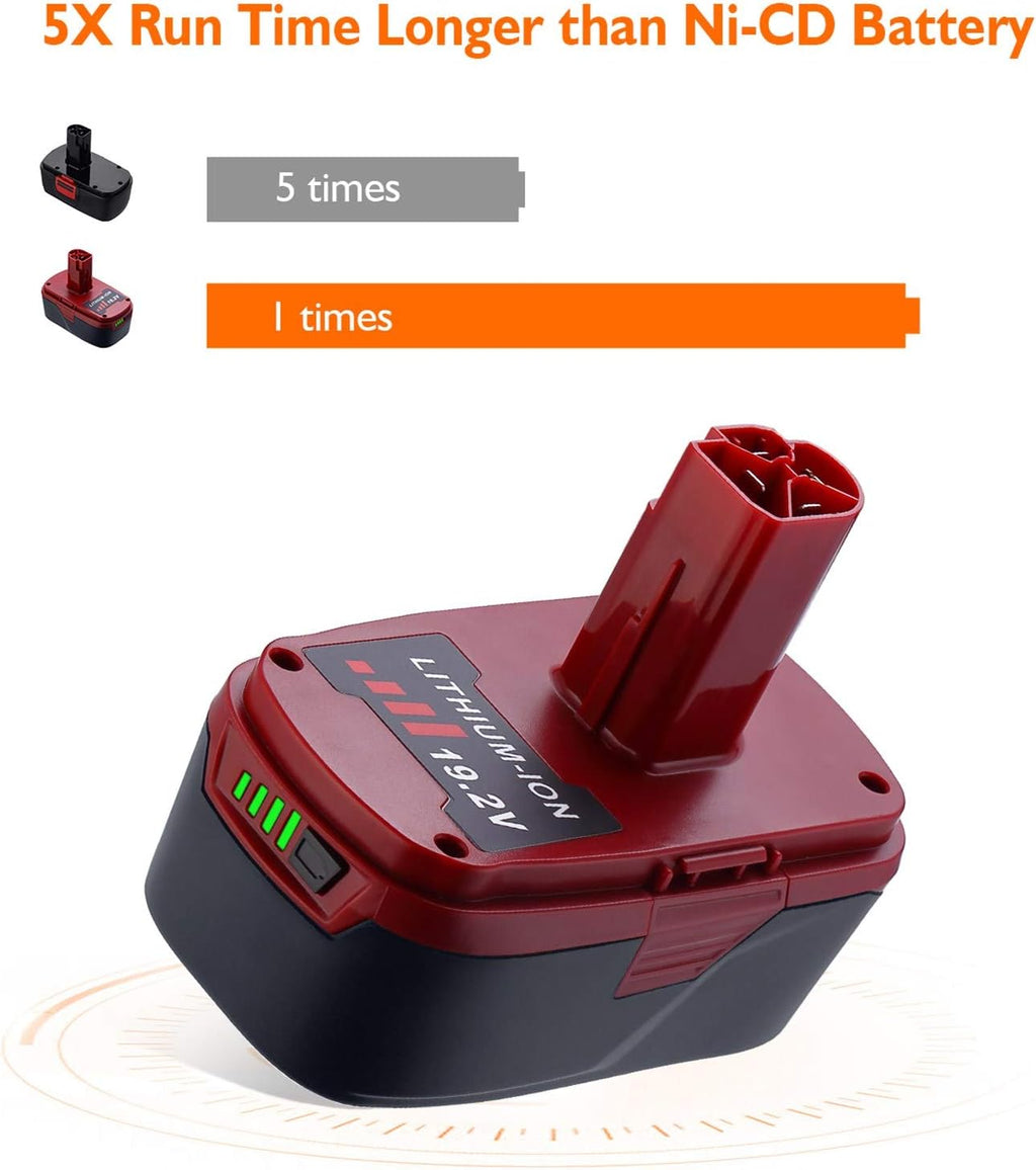 2Packs 5.0Ah C3 Lithium Battery for 19.2 Volt Cordless Battery Pack of 2 W48082