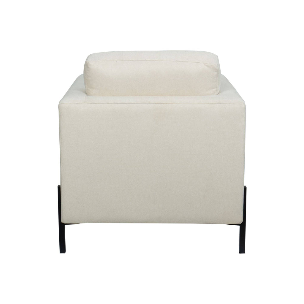 Creamy White Armchair with Black Metal Leg I620907