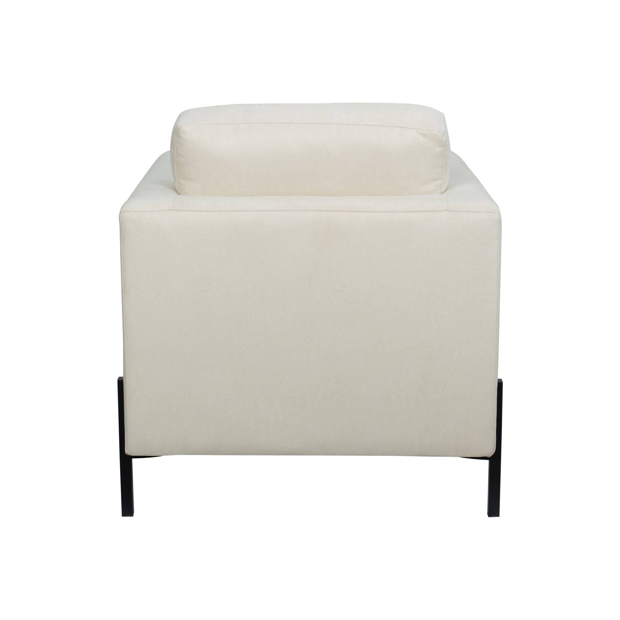 Creamy White Armchair with Black Metal Leg I620907