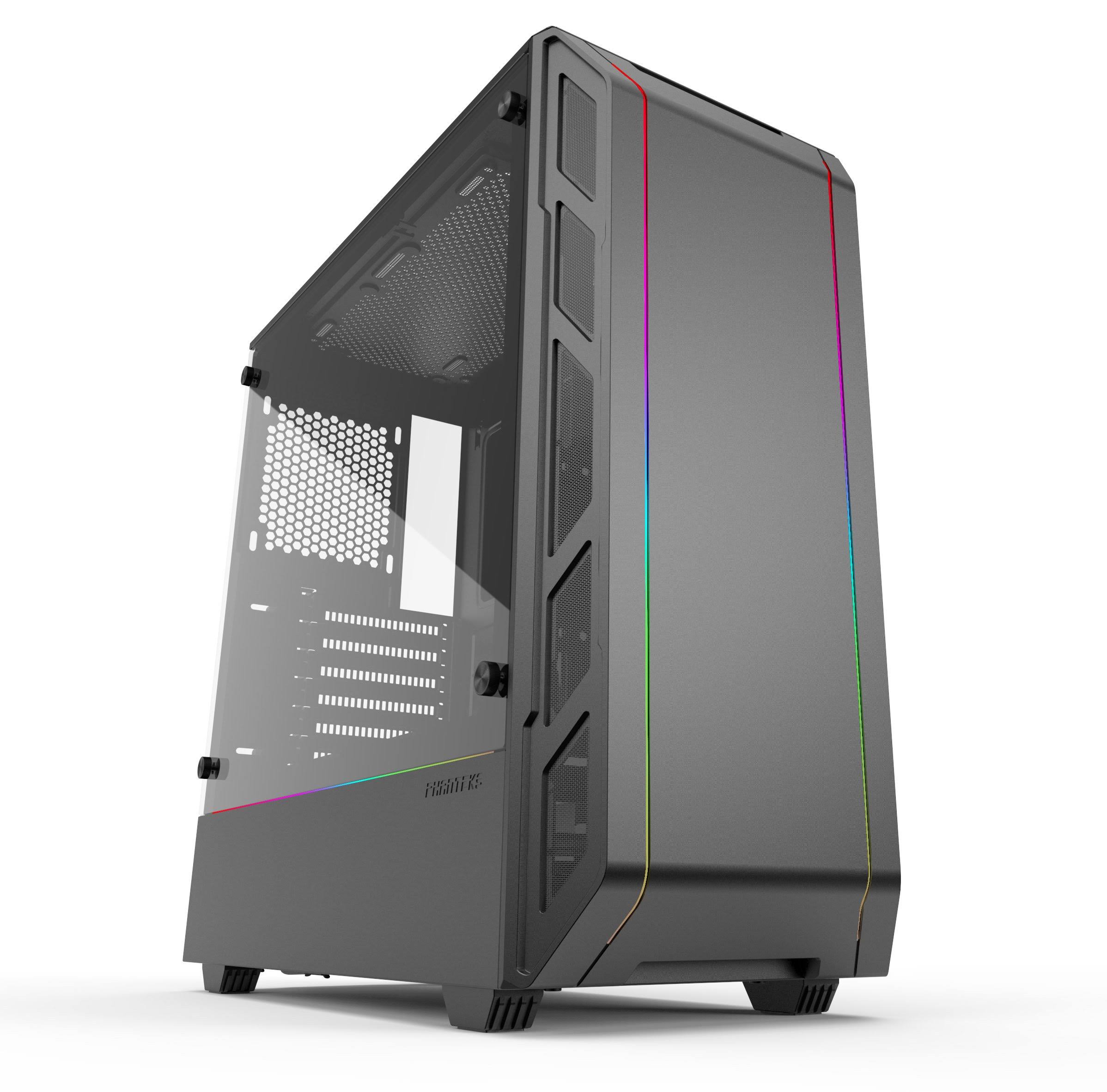 Black Compact EATX Mid-Tower Case with Tempered Glass A985370