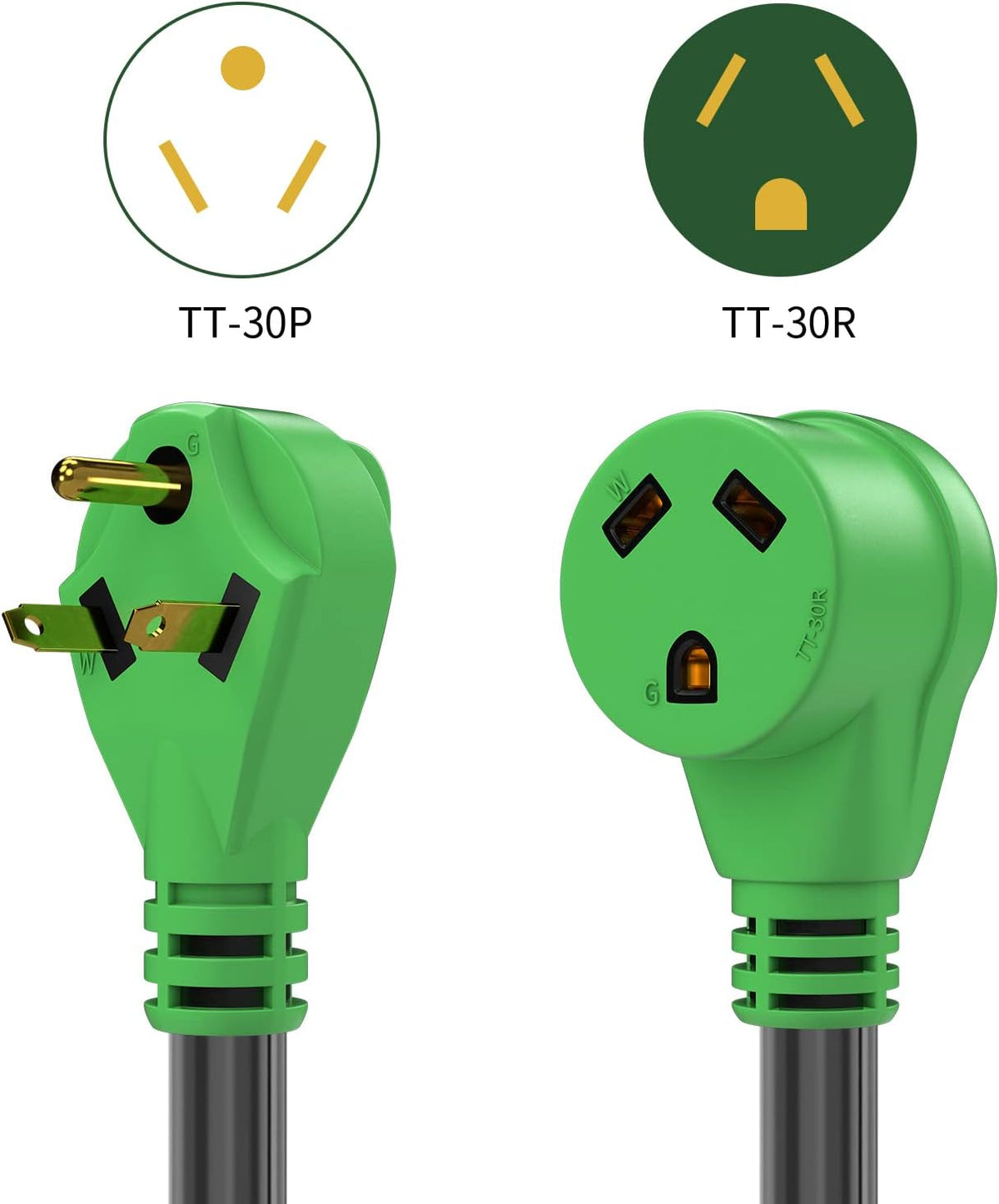 Detachable Power Cord 50A 50FT with Polarity LED Indicator, 14-50P Male to SS2-50R Locking Female, Storage Bag and Plastic Strap T23364