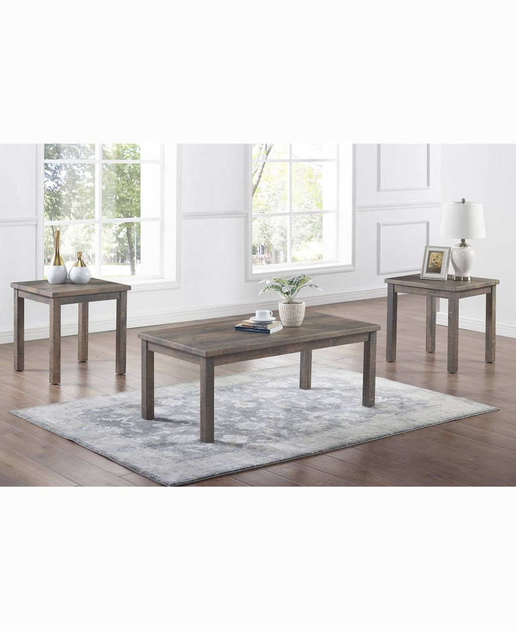 Brown Wooden Coffee Table Set, 3 Piece Q7643