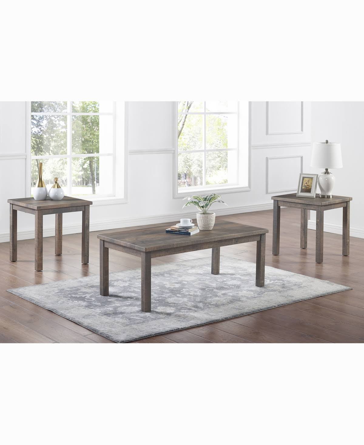 Brown Wooden Coffee Table Set, 3 Piece Q7643
