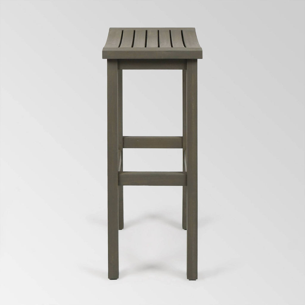 Gray Acacia Wood Outdoor Bar Stool Set of 4 X3788