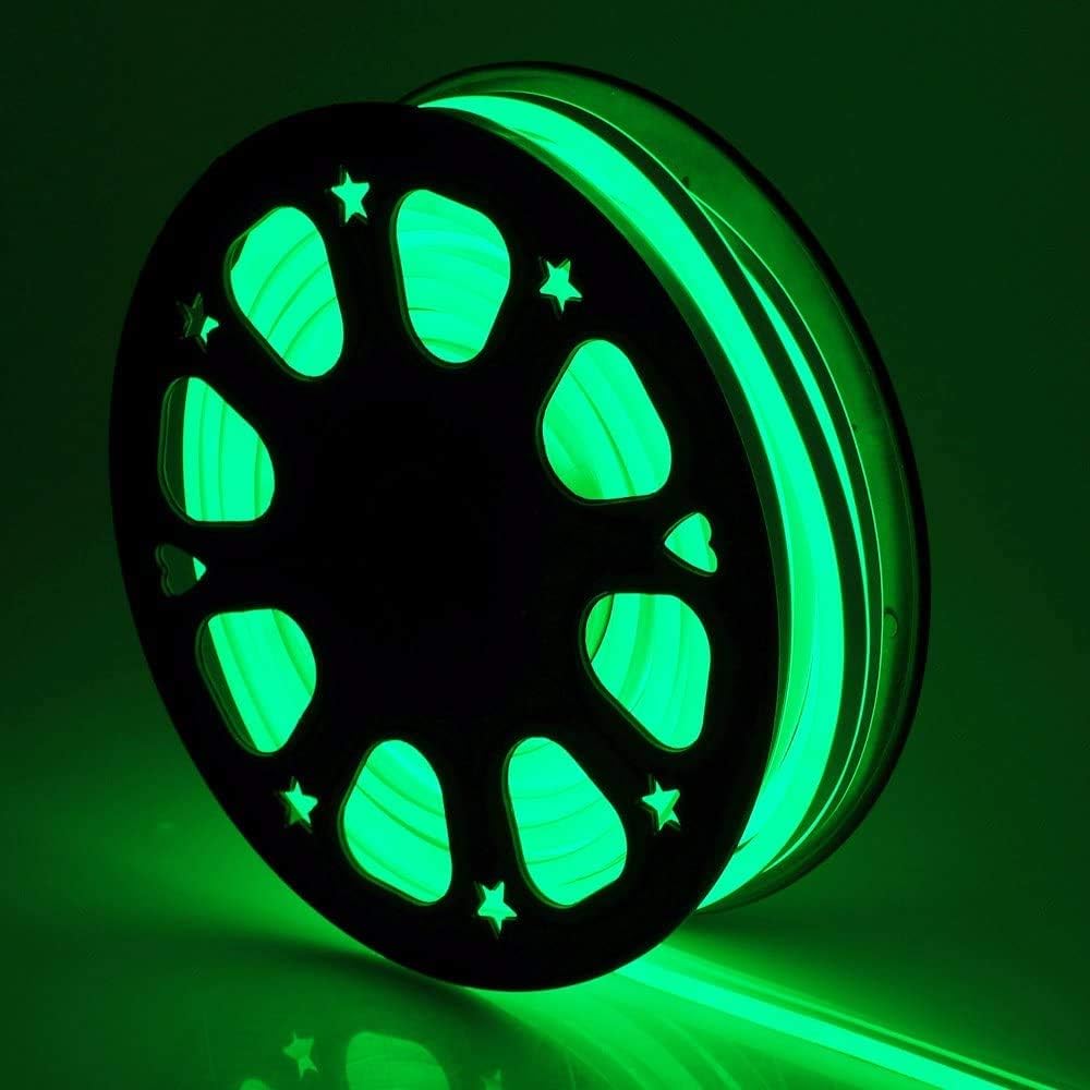 LED Flexible Neon Rope Strip Light 110V 100FT Green I107