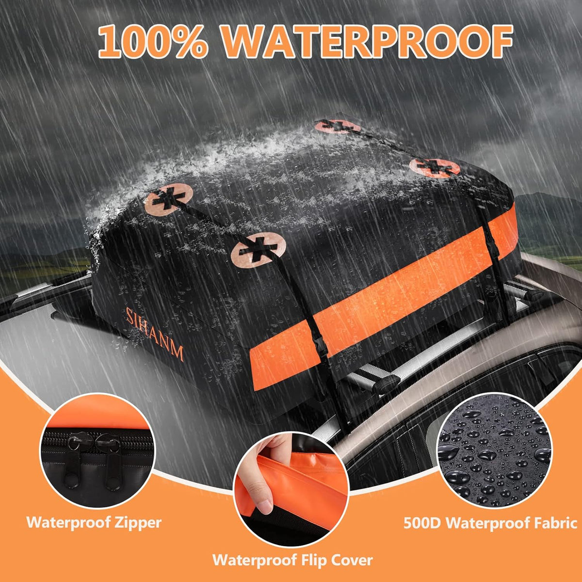 Heavy Duty Waterproof Roof Cargo Carrier with Anti-Slip Mat, 15Cu.ft. A539853