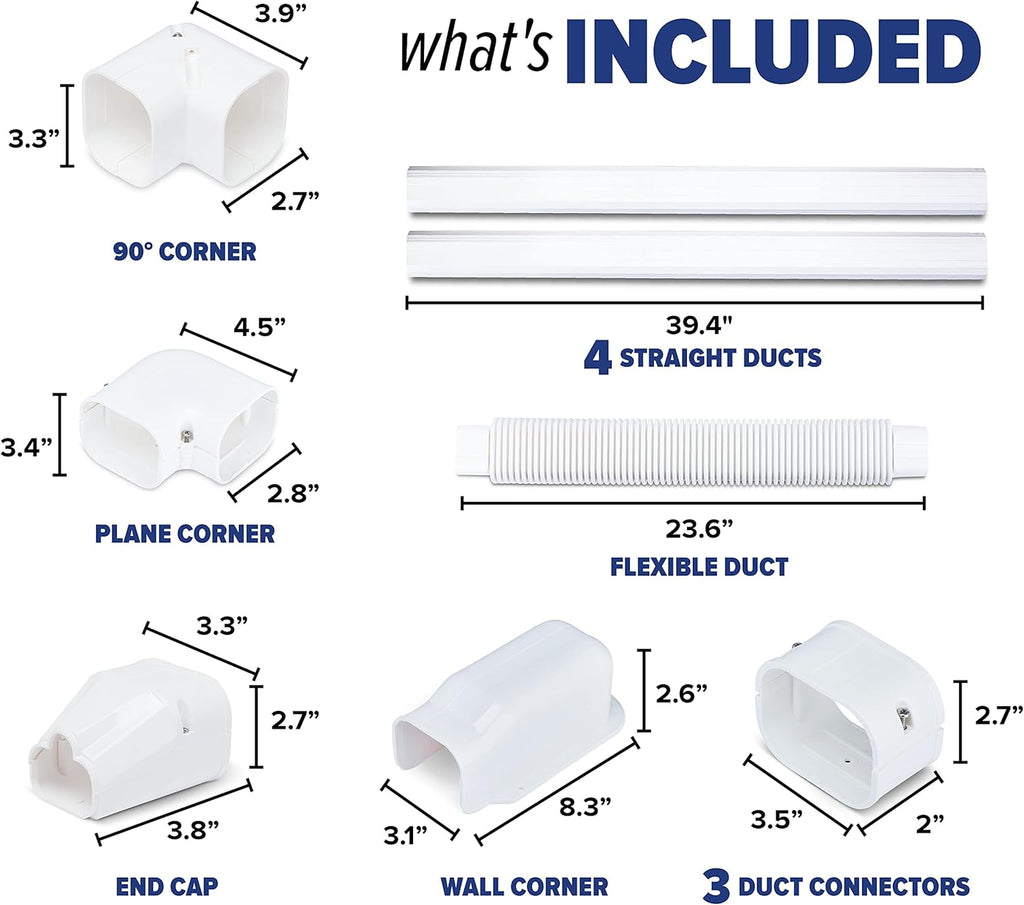 3" Decorative White PVC Mini Split Line Set Cover Kit, 15 FT, Pack of 2 F19691