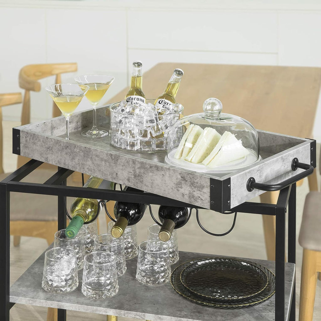 Rustic Mobile Wood Metal Serving Cart O531373